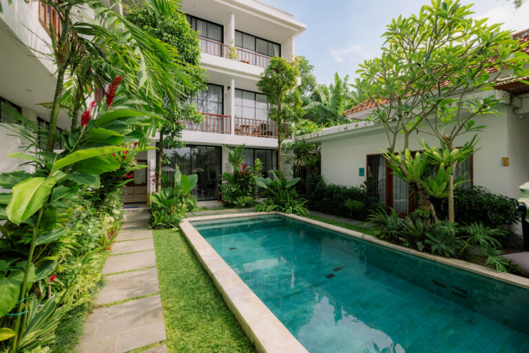 Swimming pool in the tropical garden at Tegal Wangi Canggu
