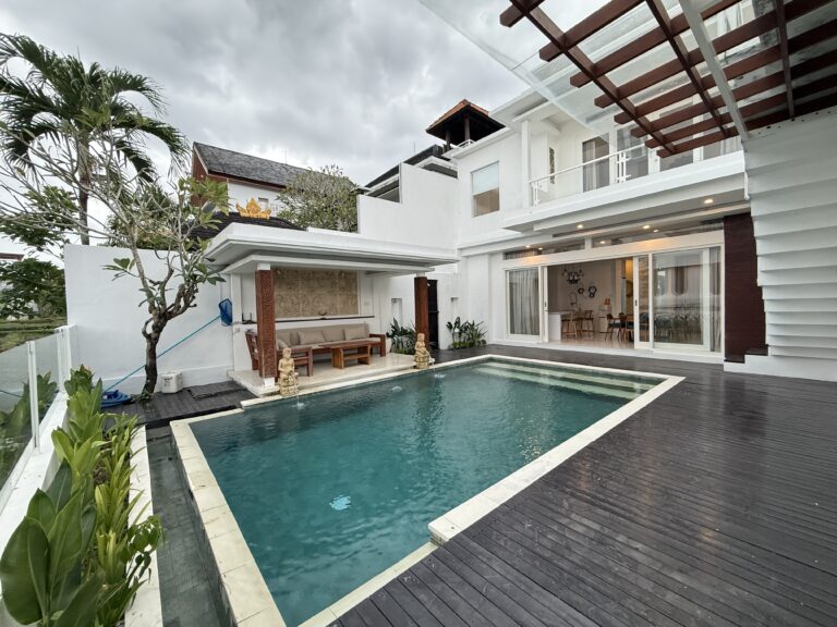 Private pool and white villa with terrace at Panoramic Villa